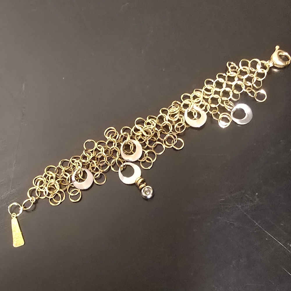 Orlando Orlandini 18kt Gold Scintille Bracelet with Diamond Pendant